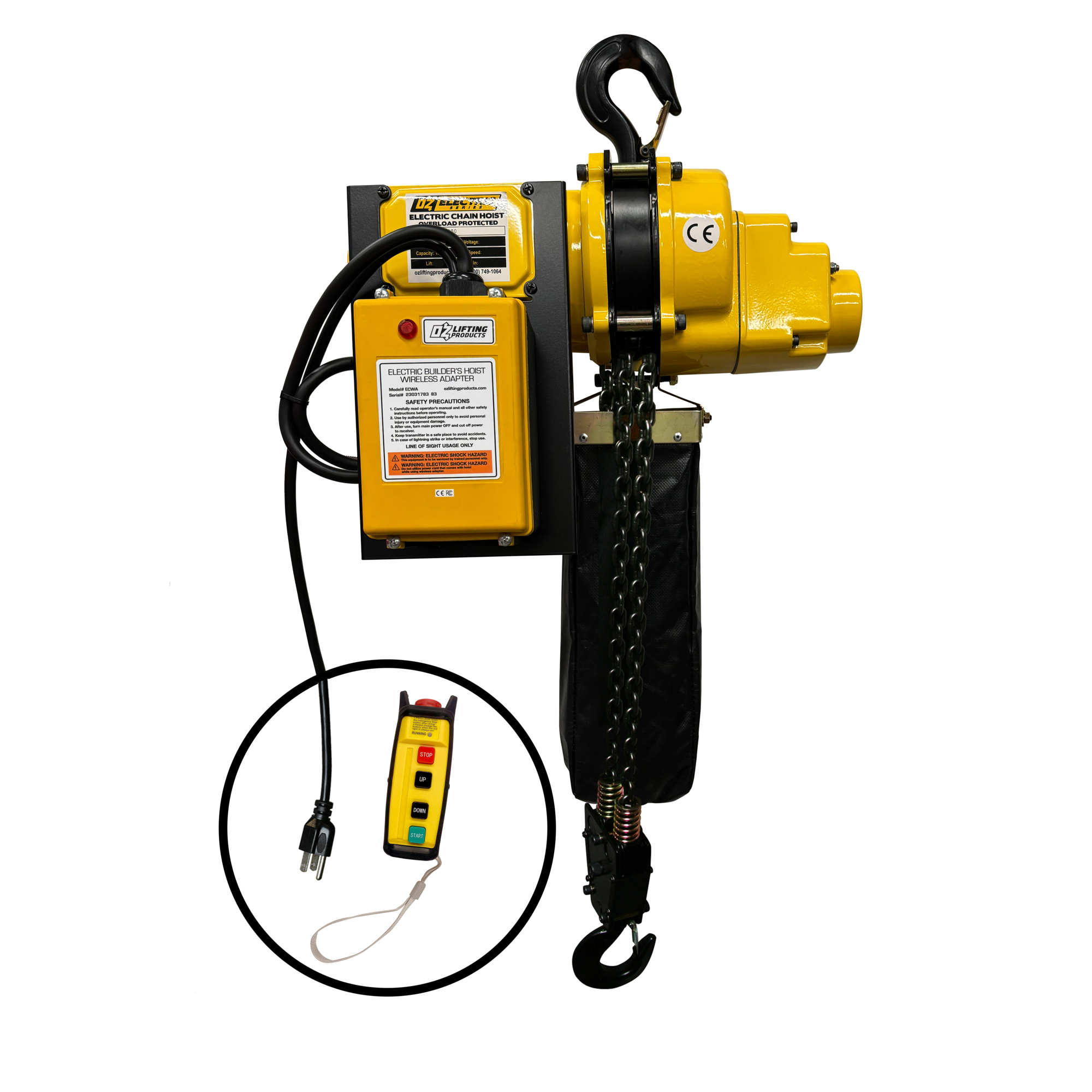 OZ Lifting Products, 4000 lbs. Electric Chain Hoist, Capacity 4000 lb, Lift Height 15 ft, Model# OZ4000ECW-15